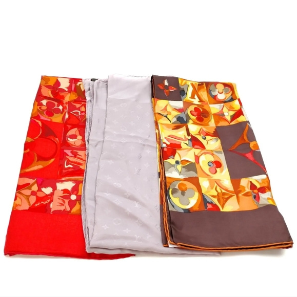 Louis Vuitton LV Scarf Wool Silk Satin Multi Color Wool - Picture 3 of 4